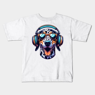 American Leopard Hound Smiling DJ: Rhythmic Joy Unleashed Kids T-Shirt